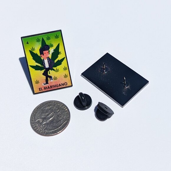 El Marihuano Pin Loteria Pin For Caps Clothing Enamel Badge Mariguano Pin - Picture 3 of 5